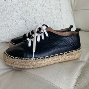 Alex + alex black leather espadrilles